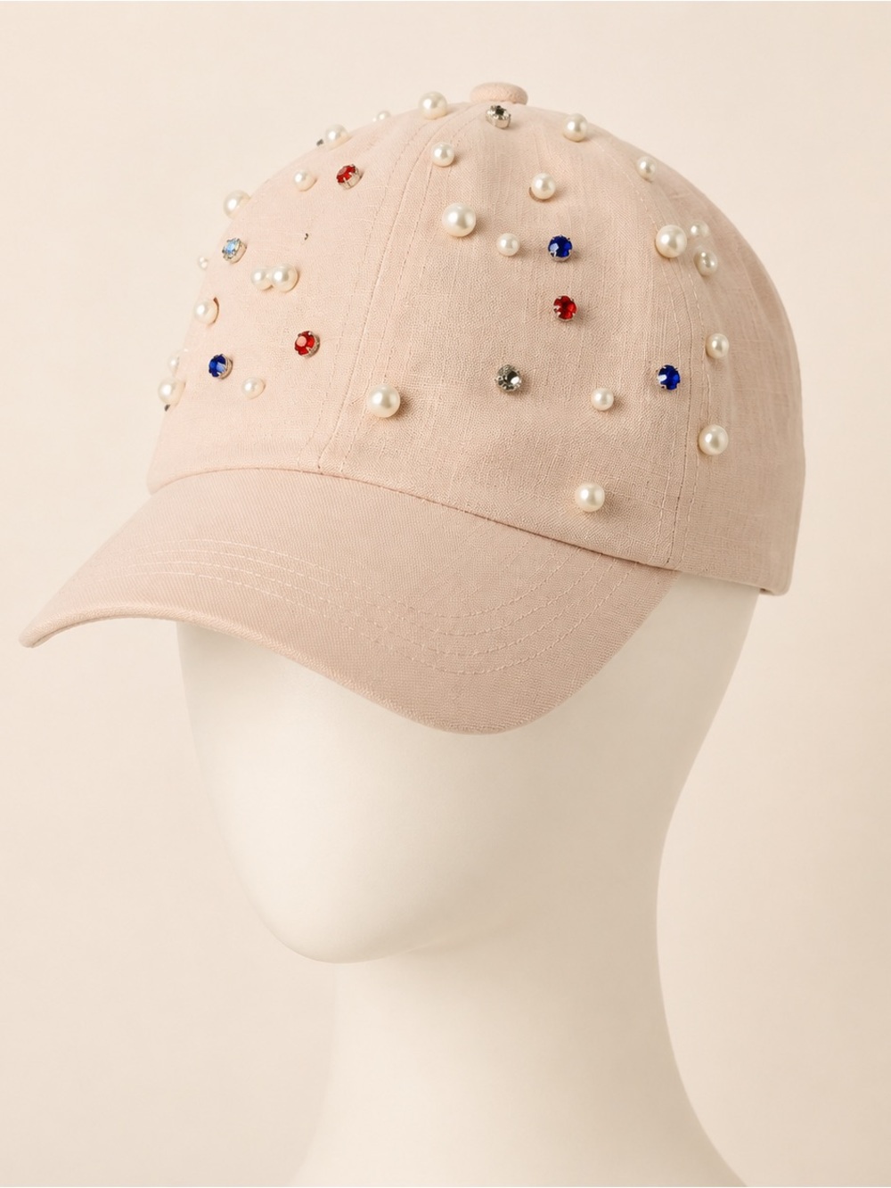 Marcus Adler Pink Pearl Rhinestone Embellished Baseball Cap